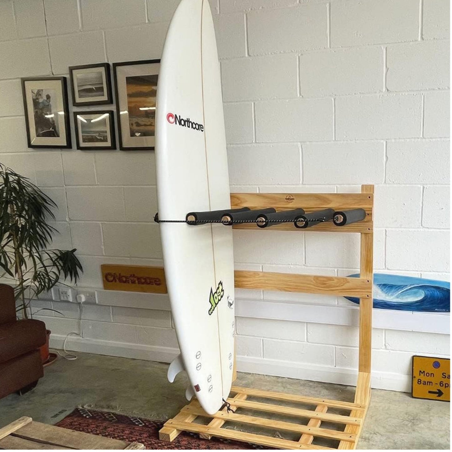 Wooden Quiver Surfboard Floor Rack