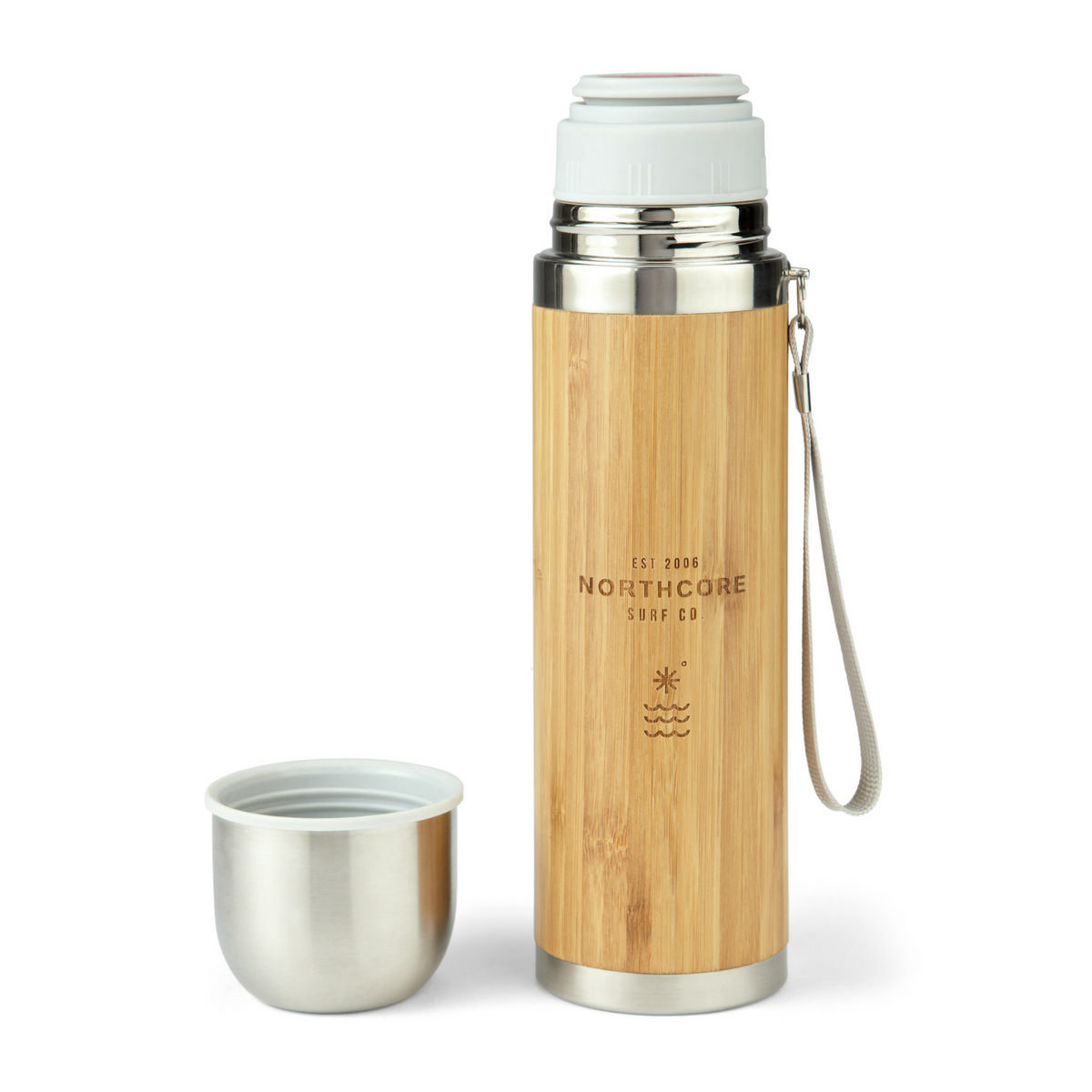 Northcore Bamboo Stainless Steel Thermos Flask 360ml with Mug