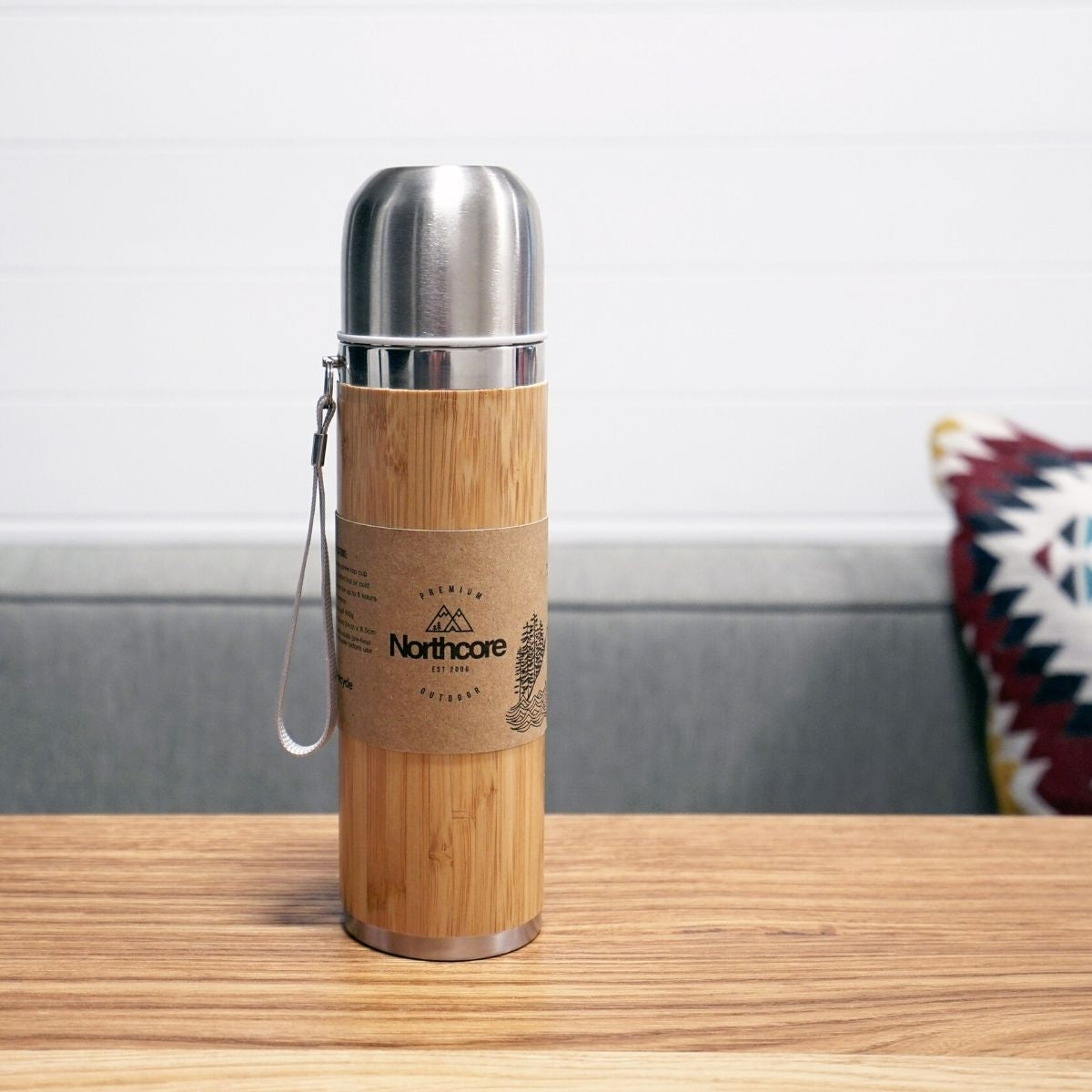 Northcore Bamboo Stainless Steel Thermos Flask 360ml with Mug