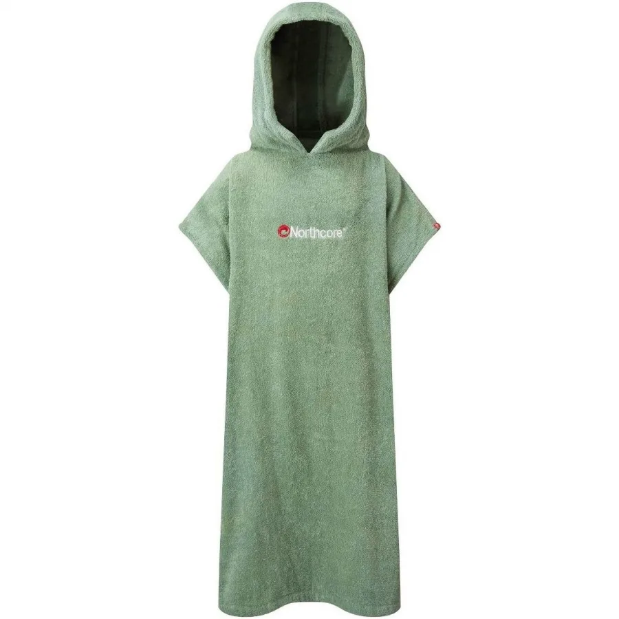 2026 Northcore Kids Beach Basha Hooded Towel Changing Robe / Poncho NOCO24D - Green