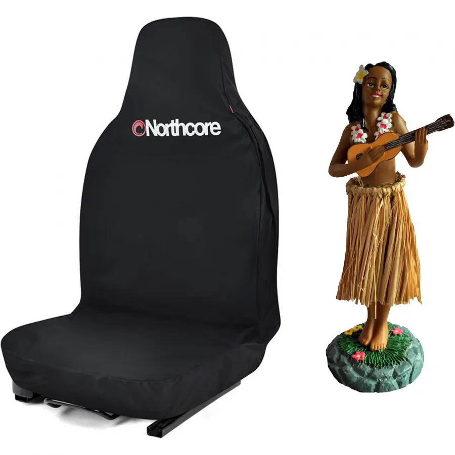 2026 Northcore Waterproof Car Seat Cover & Hawaiian Hula Dashboard Doll Bundle NCHW - Black