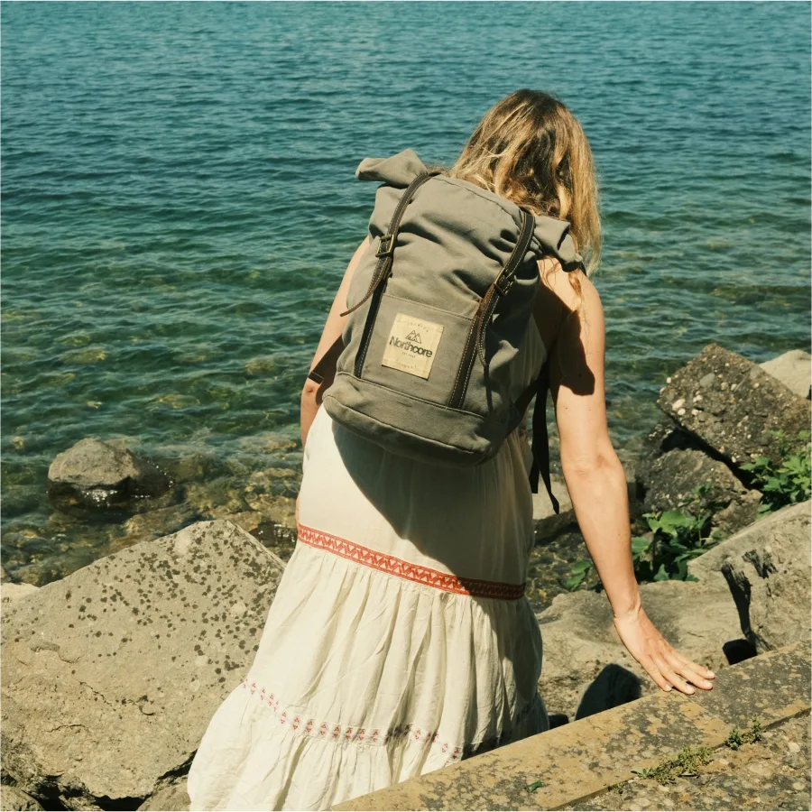 2026 Northcore Waxed Canvas Back Pack NOCO118B - Stone Grey