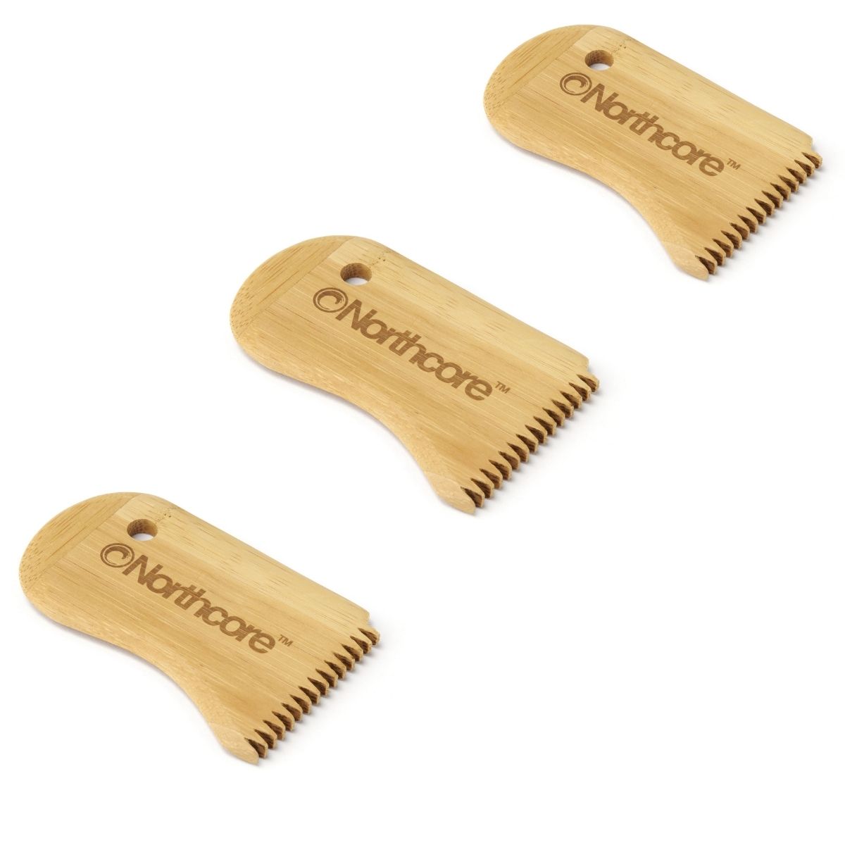 set of 3 bamboo surf wax combs