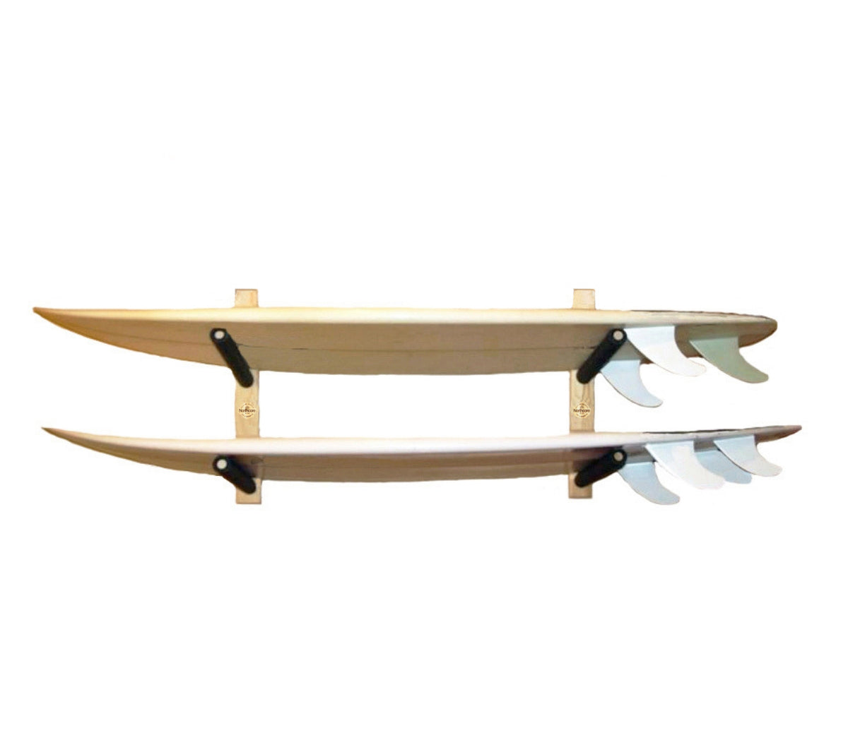 Northcore Wooden Double Surfboard Wall Rack Storage - Wood