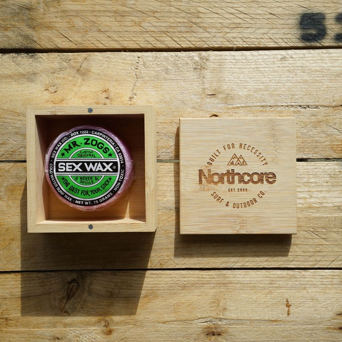 surf wax box made from bamboo