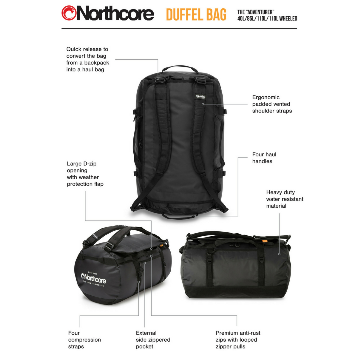Northcore Duffle Bag - 85L