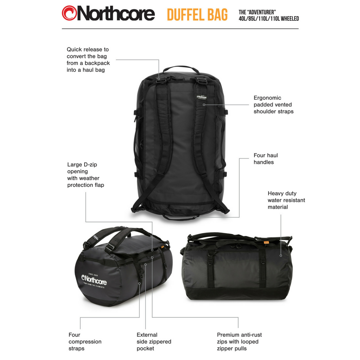 Northcore Duffel Bag - 110L
